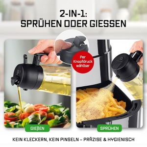 Spray de ulei GOURMETmaxx 2-in-1 din sticla, 470 ml, set de 2, reutilizabil - Img 2