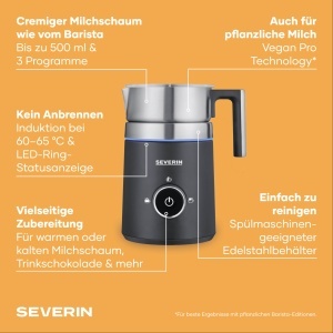 Spumator de lapte electric Severin SPUMA 500, 500 ml, 500 W, inox - Img 3