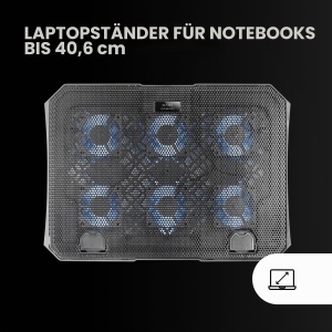 Stand de racire laptop Mars Gaming MNBC23, 6 ventilatoare cu LED albastru, 2 USB 2.0, negru - Img 3
