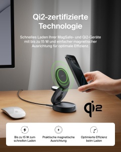 Statia de incarcare wireless Belkin BoostCharge 3-in-1, 15W, MagSafe, pliabila - Img 4
