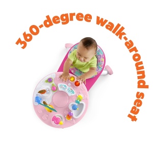 Statia de Joaca 2-in-1 Bright Starts Around We Go Tropic Coral, 10 Activitati, Roz - Img 5