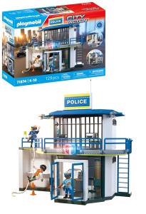 Statia de Politie PLAYMOBIL 71874 cu Verificare si Accesorii pentru Copii