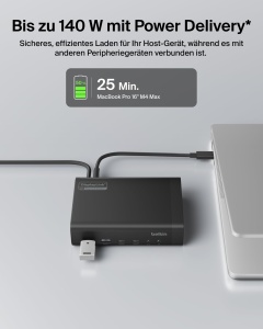 Statie de andocare Belkin Connect 14-in-1, 140W, 2 monitoare 4K, USB-C - Img 5