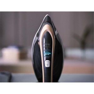 Statie de calcat cu abur Tefal GV9820 Pro Express Vision | Lumina LED inteligenta pe fier de calcat | Presiune puternica de 9 bari | 180 g/min abur | 750 g/min explozie de abur suplimentara | Sistem anticalcar | Negru/Maro - Img 2