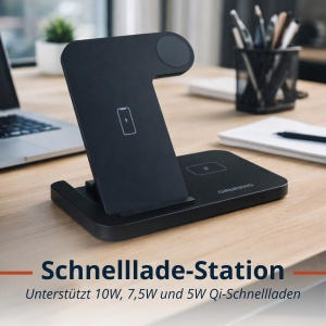 Statie de incarcare 3-in-1 Grundig pentru Apple Watch si iPhone, 10W, design pliabil - Img 4