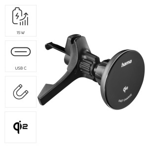 Statie de incarcare auto Hama Qi2, 15W, magnetica, neagra - Img 2