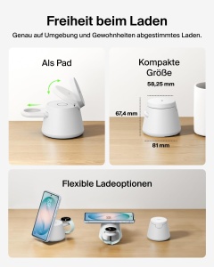 Statie de incarcare wireless Belkin UltraCharge 3-in-1, 25W, alba - Img 6