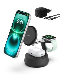 Statie de incarcare wireless Belkin UltraCharge Pro 25W 3-in-1, Negru