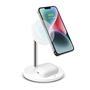 Statie de incarcare wireless SBS 2in1, 15W, design minimalist, alba