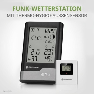 Statie Meteo Bresser cu Senzor Exterior, NegruGri, DCF, Display LCD - Img 2