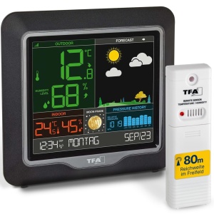 Statie meteo TFA Dostmann SEASON, cu senzor exterior, L 175 x B 32 x H 165 mm