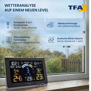 Statie meteo TFA Dostmann Spring Breeze, cu display colorat, neagra - Img 4