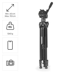 Stativ foto Hama Action 153 3D, 60-153 cm, cu suport pentru smartphone, negru - Img 4