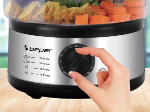 Steamer Beper 5L, 400-500W, Timer 60 minute, Argintiu si Negru - Img 3
