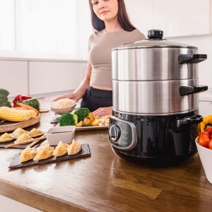 Steamer Electric Cecotec Vapovita Steelpot, 1300W, 10L, 3 recipienti din otel inoxidabil - Img 4