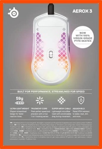 SteelSeries Aerox 3 Mouse Gaming RGB 8500 DPI Design Usor Snow - Img 13