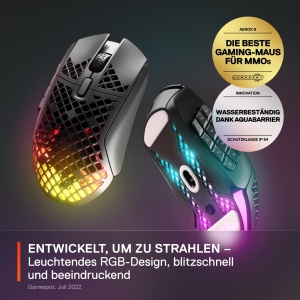 SteelSeries Aerox 9 Wireless Mouse Gaming RGB 18 Butoane Bluetooth 24 GHz - Img 2