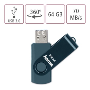 Stick USB Hama 64GB USB 3.2 Gen 1, 70 MBs, Petrol - Img 2