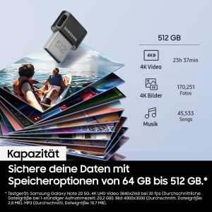 Stick USB Samsung FIT Plus, 512 GB, 400 MBs citire, gri - Img 3