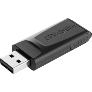 Stick USB Verbatim Slider 128 GB, USB 2.0, mecanism retractabil, negru
