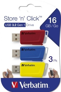 Stick USB Verbatim Store n Click 16GB, USB 3.2 Gen 1, Culoare Rosu, Albastru, Galben - Img 5
