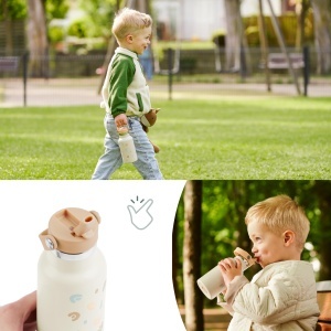 Sticla de apa izoterma Babymoov Little Explorer 350ml Ivory, cu sistem anti-picurare - Img 5