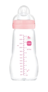 Sticla de hranire MAM Feel Good, 260 ml, roz, cu tetina din silicon