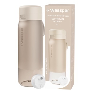 Sticla filtranta Wessper B2 Tritan 700ml BPA-free cu filtru Actitex Disc Beige