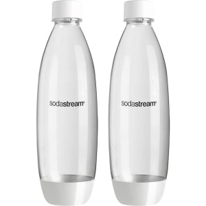Sticla pentru apa carbogazoasa SodaStream 1L, set de 2 bucati, alba, compatibila cu majoritatea aparatelor