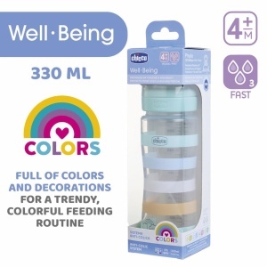 Sticla pentru bebelusi Chicco Well-Being, 330 ml, portocalie, cu tetina din silicon - Img 5
