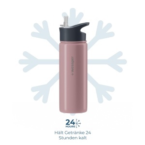 Sticla termica Wessper B3 din otel inoxidabil 500ml, Luminous Rose, 3 capace - Img 5