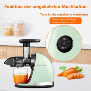 Storcator de fructe si legume AMZCHEF ZM1501 4-in-1, 90-110 RPM, inox - Img 6