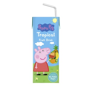 Suc de fructe Peppa Pig Tropical, 3x200ml, fara zahar adaugat, cu pai