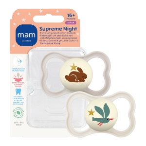 Sucitor MAM Supreme Night 16 luni Silicon SkinSoft 2 bucati