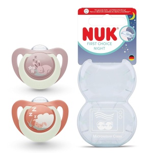 Sucitor pentru bebelusi NUK First Choice Night, 0-6 luni, ortodontic, 2 bucati
