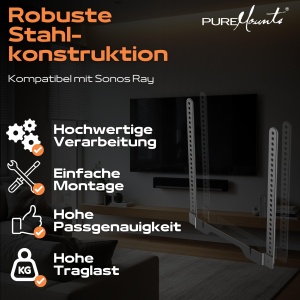 Suport difuzor PureMounts pentru Sonos Ray, negru, montare usoara, stabilitate ridicata - Img 7