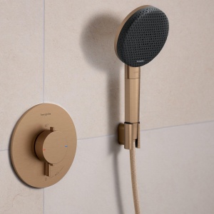 Suport dus hansgrohe Porter Fine, bronz periat, pentru dusuri cu mufa conica - Img 4
