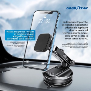 Suport magnetic pentru telefon Goodyear, cu ventuza universala, rotire 360, brat ajustabil - Img 7