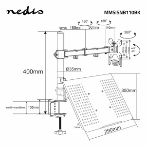 Suport Monitor Birou Nedis MMSISNB110BK Negru pentru Ecrane de 15-32 Inch - Img 5
