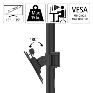 Suport Monitor Hama pentru 2 Monitoare 13 35 inch, Negru, Reglabil, 15 kg - Img 2