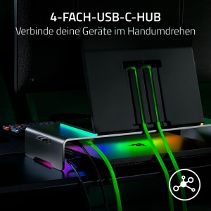 Suport monitor Razer Chroma RGB Aluminiu Negru USB-C Hub Ergonomie - Img 2