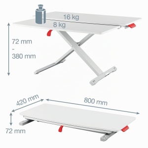 Suport pentru birou Leitz Ergo Cosy, ajustabil, alb si gri, 800 x 420 mm - Img 5