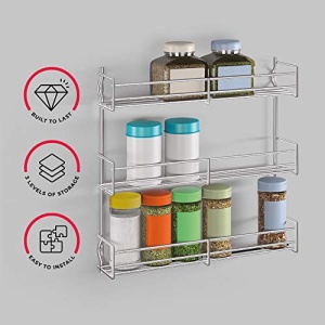 Suport pentru condimente Metaltex 364613010 3 etaje aspect inox montare pe perete - Img 3