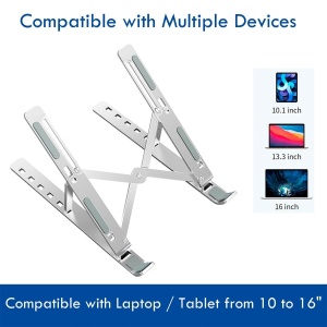 Suport pentru laptop Ewent - Suport pentru PC cu picior pliabil, unghi reglabil - Suport pentru PC din aluminiu - pentru notebook-uri si laptopuri cu ecran de 10-15,6" - Img 3