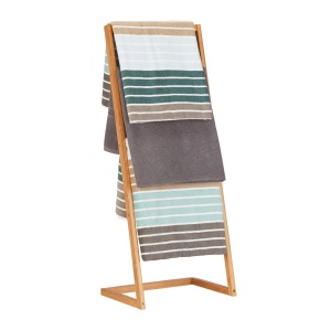Suport pentru prosoape Relaxdays, 4 suporturi, bambus, 100x40x30cm, natural