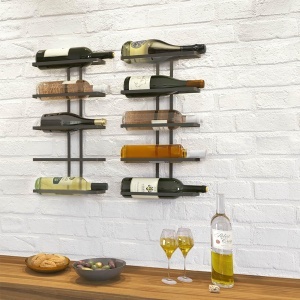 Suport pentru sticle Metaltex Wine-Wall Lava 5 sticle negru mat montare pe perete - Img 3