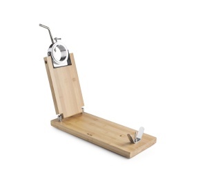 Suport pentru sunca IBILI Gastroteka, din bambus si otel inoxidabil, 48 x 17,5 cm