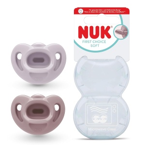 Suport pentru suzete NUK First Choice Soft 0-6 luni 100 silicon LilaRosie 2 bucati