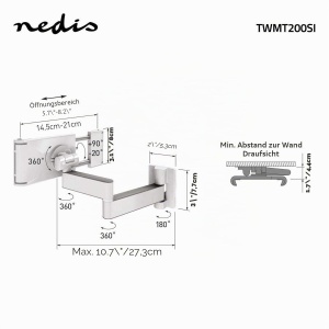 Suport pentru Tablete NEDIS - 7-12, Rotire 360, Montare pe Perete - Img 3