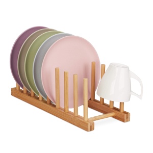 Suport pentru vase din bambus Relaxdays, 8 locuri, 12 x 34 x 12.5 cm, natural